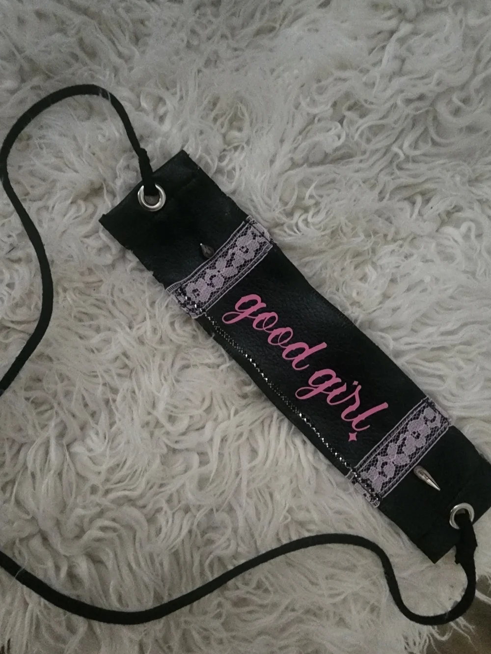 Good Girl Black and Pink Lace Choker Necklace Goth Girl Pink Goth Rave Wear Punk